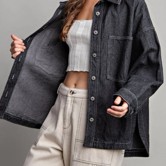 NWT Mineral Washed Denim Jean Jacket - Picture 1 of 7